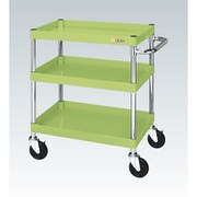 CSP-6073NU [CSパールワゴン 中量タイプ/均等耐荷重150kg/ナイロンウレタン車/H740mm/3段/移動式 W600×D400×H740mm]