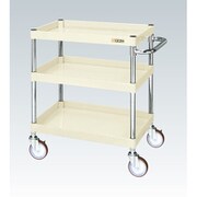 CSP-6073NUI [CSパールワゴン 中量タイプ/均等耐荷重150kg/ナイロンウレタン車/H740mm/3段/移動式 W600×D400×H740mm]