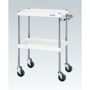 CSP-6082YSEW [CSパールワゴン 中量タイプ 直進安定金具付 前輪固定・後輪自在/均等耐荷重100kg/サイレントエラストマー車/H880mm/2段/移動式 W600×D400×H880mm]