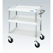 CSP-6083W [CSパールワゴン 中量タイプ/均等耐荷重150kg/ゴム車/H880mm/3段/移動式 W600×D400×H880mm]