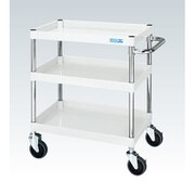 CSP-6083YSEW [CSパールワゴン 中量タイプ 直進安定金具付 前輪固定・後輪自在/均等耐荷重150kg/サイレントエラストマー車/H880mm/3段/移動式 W600×D400×H880mm]