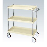 CSP-6083YI [CSパールワゴン 中量タイプ 直進安定金具付 前輪固定・後輪自在/均等耐荷重150kg/ゴム車/H880mm/3段/移動式 W600×D400×H880mm]