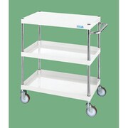 CSP-60113YNUW [CSパールワゴン 中量タイプ 直進安定金具付 前輪固定・後輪自在/均等耐荷重150kg/ナイロンウレタン車/H1080mm/3段/移動式 W600×D400×H1080mm]