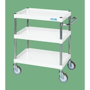 CSP-60123NUW [CSパールワゴン 中量タイプ/均等耐荷重150kg/ナイロンウレタン車/H1200mm/3段/移動式 W600×D400×H1200mm]