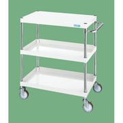 CSP-60123YNUW [CSパールワゴン 中量タイプ 直進安定金具付 前輪固定・後輪自在/均等耐荷重150kg/ナイロンウレタン車/H1200mm/3段/移動式 W600×D400×H1200mm]