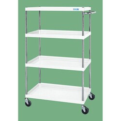 CSP-60124W [CSパールワゴン 中量タイプ/均等耐荷重150kg/ゴム車/H1200mm/4段/移動式 W600×D400×H1200mm]