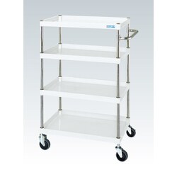 CSP-60124YSEW [CSパールワゴン 中量タイプ 直進安定金具付 前輪固定・後輪自在/均等耐荷重150kg/サイレントエラストマー車/H1200mm/4段/移動式 W600×D400×H1200mm]