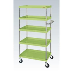 CSP-75155YSE [CSパールワゴン 中量タイプ 直進安定金具付 前輪固定・後輪自在/均等耐荷重150kg/サイレントエラストマー車/H1500mm/5段/移動式 W750×D500×H1500mm]