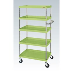 CSP-90155YSE [CSパールワゴン 中量タイプ 直進安定金具付 前輪固定・後輪自在/均等耐荷重150kg/サイレントエラストマー車/H1500mm/5段/移動式 W900×D600×H1500mm]