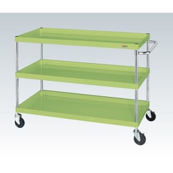 CSP-12113Y [CSパールワゴン 中量タイプ 直進安定金具付 前輪固定・後輪自在/均等耐荷重150kg/ゴム車/H1080mm/3段/移動式 W1200×D600×H1080mm]