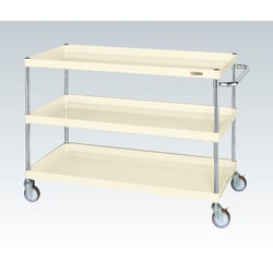 CSP-1283YI [CSパールワゴン 中量タイプ 直進安定金具付 前輪固定・後輪自在/均等耐荷重150kg/ゴム車/H880mm/3段/移動式 W1200×D600×H880mm]