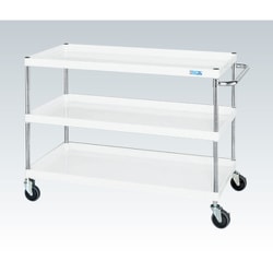 CSP-1283YNUW [CSパールワゴン 中量タイプ 直進安定金具付 前輪固定・後輪自在/均等耐荷重150kg/ナイロンウレタン車/H880mm/3段/移動式 W1200×D600×H880mm]