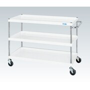 CSP-12113YNUW [CSパールワゴン 中量タイプ 直進安定金具付 前輪固定・後輪自在/均等耐荷重150kg/ナイロンウレタン車/H1080mm/3段/移動式 W1200×D600×H1080mm]