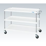 CSP-12113YSEW [CSパールワゴン 中量タイプ 直進安定金具付 前輪固定・後輪自在/均等耐荷重150kg/サイレントエラストマー車/H1080mm/3段/移動式 W1200×D600×H1080mm]