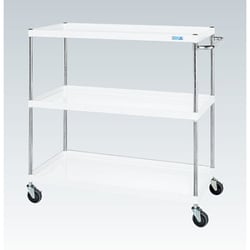 CSP-12123YW [CSパールワゴン 中量タイプ 直進安定金具付 前輪固定・後輪自在/均等耐荷重150kg/ゴム車/H1200mm/3段/移動式 W1200×D600×H1200mm]