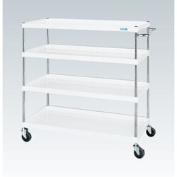 CSP-12124YSEW [CSパールワゴン 中量タイプ 直進安定金具付 前輪固定・後輪自在/均等耐荷重150kg/サイレントエラストマー車/H1200mm/4段/移動式 W1200×D600×H1200mm]