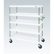CSP-12155W [CSパールワゴン 中量タイプ/均等耐荷重150kg/ゴム車/H1500mm/5段/移動式 W1200×D600×H1500mm]