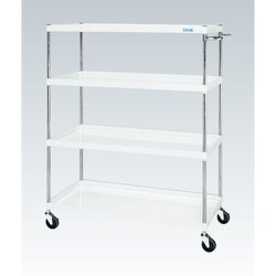 CSP-12154YSEW [CSパールワゴン 中量タイプ 直進安定金具付 前輪固定・後輪自在/均等耐荷重150kg/サイレントエラストマー車/H1500mm/4段/移動式 W1200×D600×H1500mm]