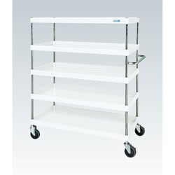 CSP-12155YSEW [CSパールワゴン 中量タイプ 直進安定金具付 前輪固定・後輪自在/均等耐荷重150kg/サイレントエラストマー車/H1500mm/5段/移動式 W1200×D600×H1500mm]