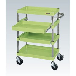 CSP-6084SSE [CSパールワゴン 中量タイプ/均等耐荷重140kg/サイレントエラストマー車/H880mm/4段 内スライド棚2段/移動式/スライド棚付 W600×D400×H880mm]