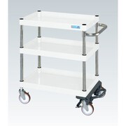 CSP-7573BRNUW [CSパールワゴン 中量タイプ/均等耐荷重150kg/ナイロンウレタン車/H740mm/3段/移動式/フットブレーキ付 W750×D500×H740mm]