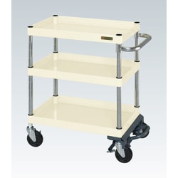 CSP-1073BRNUI [CSパールワゴン 中量タイプ/均等耐荷重150kg/ナイロンウレタン車/H740mm/3段/移動式/フットブレーキ付 W1000×D650×H740mm]
