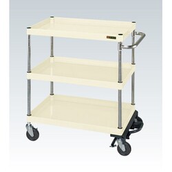 CSP-6083BRI [CSパールワゴン 中量タイプ/均等耐荷重150kg/ゴム車/H880mm/3段/移動式/フットブレーキ付 W600×D400×H880mm]