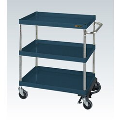 CSP-6083BRD [CSパールワゴン 中量タイプ/均等耐荷重150kg/ゴム車/H880mm/3段/移動式/フットブレーキ付 W600×D400×H880mm]