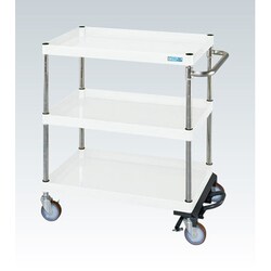 CSP-6083BRNUW [CSパールワゴン 中量タイプ/均等耐荷重150kg/ナイロンウレタン車/H880mm/3段/移動式/フットブレーキ付 W600×D400×H880mm]