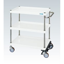 CSP-7583BRNUW [CSパールワゴン 中量タイプ/均等耐荷重150kg/ナイロンウレタン車/H880mm/3段/移動式/フットブレーキ付 W750×D500×H880mm]