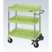 CSP-1283BRNU [CSパールワゴン 中量タイプ/均等耐荷重150kg/ナイロンウレタン車/H880mm/3段/移動式/フットブレーキ付 W1200×D600×H880mm]