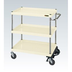 CSP-1283BRNUI [CSパールワゴン 中量タイプ/均等耐荷重150kg/ナイロンウレタン車/H880mm/3段/移動式/フットブレーキ付 W1200×D600×H880mm]