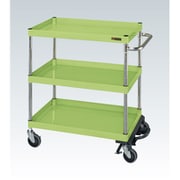 CSP-6083BRSE [CSパールワゴン 中量タイプ/均等耐荷重150kg/サイレントエラストマー車/H880mm/3段/移動式/フットブレーキ付 W600×D400×H880mm]