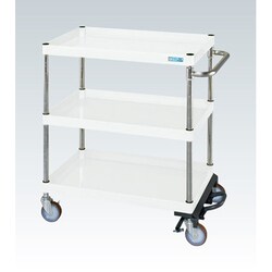 CSP-6083BRSEW [CSパールワゴン 中量タイプ/均等耐荷重150kg/サイレントエラストマー車/H880mm/3段/移動式/フットブレーキ付 W600×D400×H880mm]