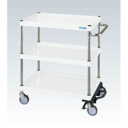 CSP-9083BRSEW [CSパールワゴン 中量タイプ/均等耐荷重150kg/サイレントエラストマー車/H880mm/3段/移動式/フットブレーキ付 W900×D600×H880mm]