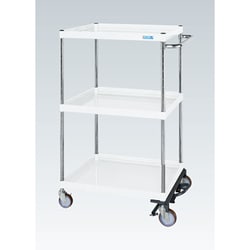 CSP-90123BRSEW [CSパールワゴン 中量タイプ/均等耐荷重150kg/サイレントエラストマー車/H1200mm/3段/移動式/フットブレーキ付 W900×D600×H1200mm]