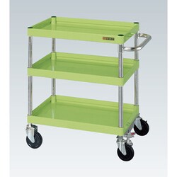 CSP-6073FS [CSパールワゴン 中量タイプ/均等耐荷重150kg/ゴム車/H740mm/3段/移動式/フロアストッパー付 W600×D400×H740mm]