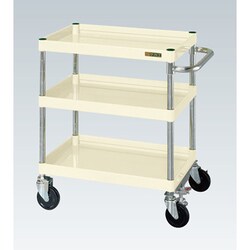 CSP-6073FSI [CSパールワゴン 中量タイプ/均等耐荷重150kg/ゴム車/H740mm/3段/移動式/フロアストッパー付 W600×D400×H740mm]