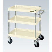 CSP-6073FSI [CSパールワゴン 中量タイプ/均等耐荷重150kg/ゴム車/H740mm/3段/移動式/フロアストッパー付 W600×D400×H740mm]
