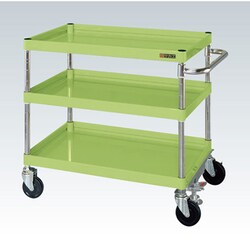 CSP-7573FS [CSパールワゴン 中量タイプ/均等耐荷重150kg/ゴム車/H740mm/3段/移動式/フロアストッパー付 W750×D500×H740mm]
