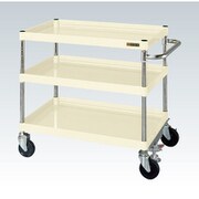 CSP-7573FSI [CSパールワゴン 中量タイプ/均等耐荷重150kg/ゴム車/H740mm/3段/移動式/フロアストッパー付 W750×D500×H740mm]