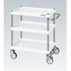 CSP-6073FSNUW [CSパールワゴン 中量タイプ/均等耐荷重150kg/ナイロンウレタン車/H740mm/3段/移動式/フロアストッパー付 W600×D400×H740mm]