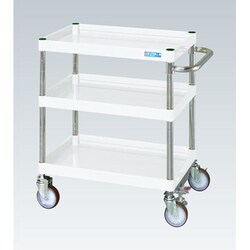 CSP-6073FSNUW [CSパールワゴン 中量タイプ/均等耐荷重150kg/ナイロンウレタン車/H740mm/3段/移動式/フロアストッパー付 W600×D400×H740mm]