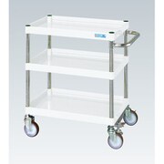 CSP-6073FSNUW [CSパールワゴン 中量タイプ/均等耐荷重150kg/ナイロンウレタン車/H740mm/3段/移動式/フロアストッパー付 W600×D400×H740mm]