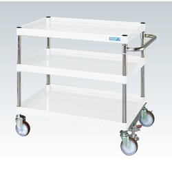 CSP-7573FSNUW [CSパールワゴン 中量タイプ/均等耐荷重150kg/ナイロンウレタン車/H740mm/3段/移動式/フロアストッパー付 W750×D500×H740mm]