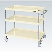 CSP-6083FSNUI [CSパールワゴン 中量タイプ/均等耐荷重150kg/ナイロンウレタン車/H880mm/3段/移動式/フロアストッパー付 W600×D400×H880mm]