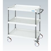 CSP-6083FSNUW [CSパールワゴン 中量タイプ/均等耐荷重150kg/ナイロンウレタン車/H880mm/3段/移動式/フロアストッパー付 W600×D400×H880mm]