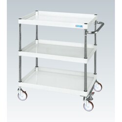 CSP-7583FSNUW [CSパールワゴン 中量タイプ/均等耐荷重150kg/ナイロンウレタン車/H880mm/3段/移動式/フロアストッパー付 W750×D500×H880mm]