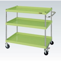 CSP-9083FSNU [CSパールワゴン 中量タイプ/均等耐荷重150kg/ナイロンウレタン車/H880mm/3段/移動式/フロアストッパー付 W900×D600×H880mm]