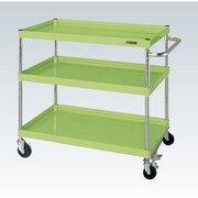 CSP-1283FSNU [CSパールワゴン 中量タイプ/均等耐荷重150kg/ナイロンウレタン車/H880mm/3段/移動式/フロアストッパー付 W1200×D600×H880mm]